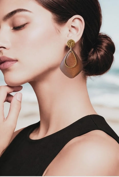 Nayva - Boucles d’oreilles Bois et Acier Inoxydable